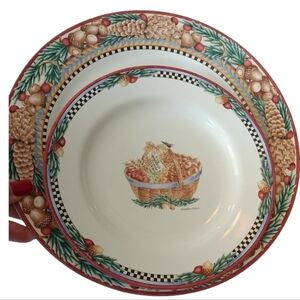 Debbie Mumm Pine Cone Dinner Plate + Basket Salad Plate